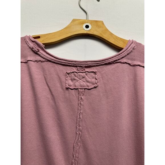 Free People We the Free Blossom Tee in Mauve ( M ) Oversized Boho Lagenlook - Picture 9 of 12